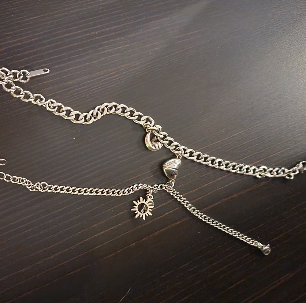 Magnetic Sterling Silver Charm Bracelet Z + A (Sun And Moon)